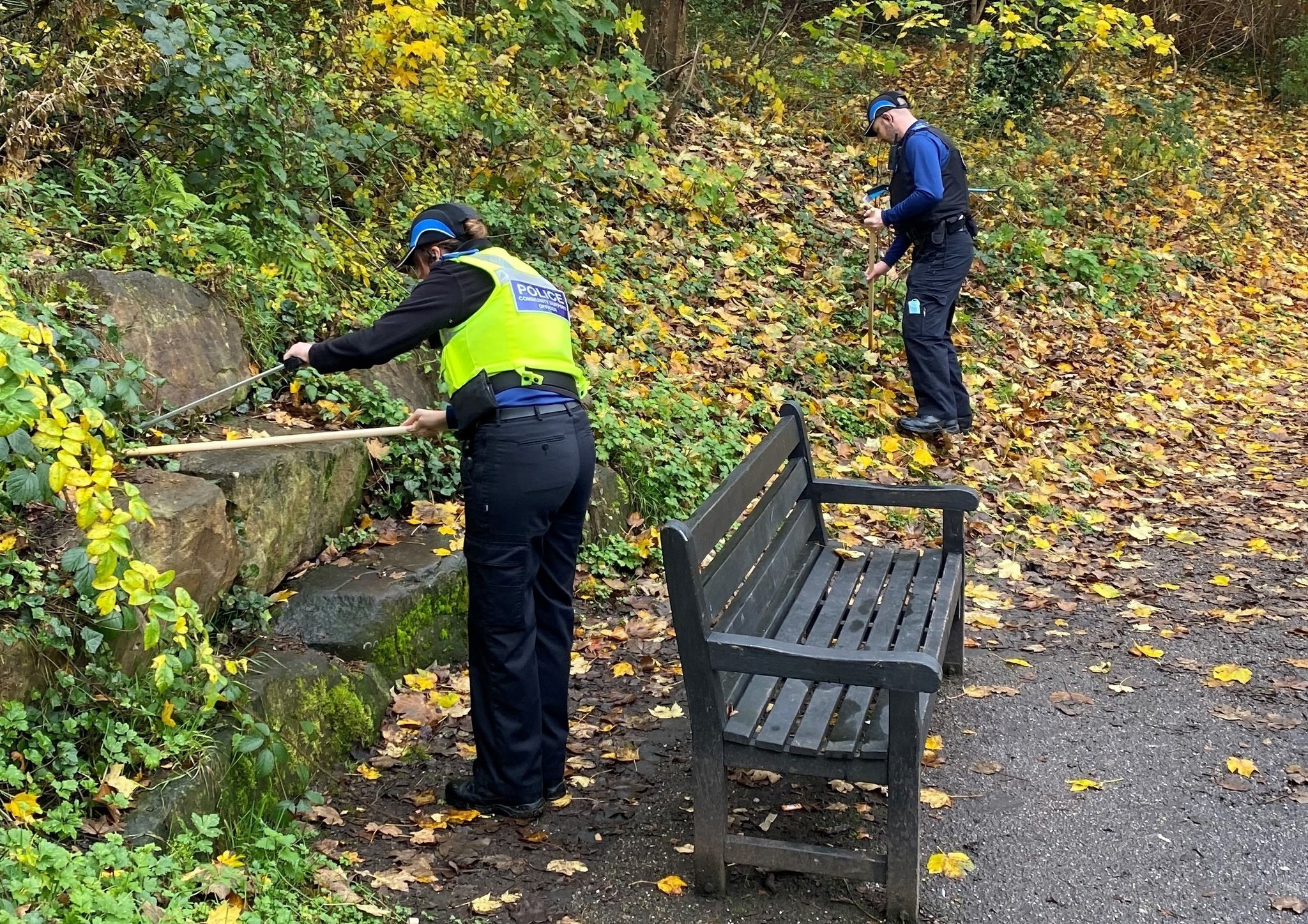 Police carry out a knife sweep in Winsford Town Park