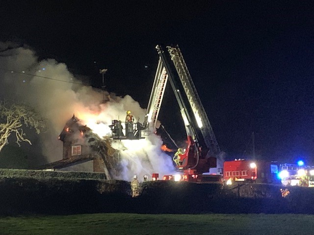 Thatched roof cottage fire in Pickmere Lane, Tabley