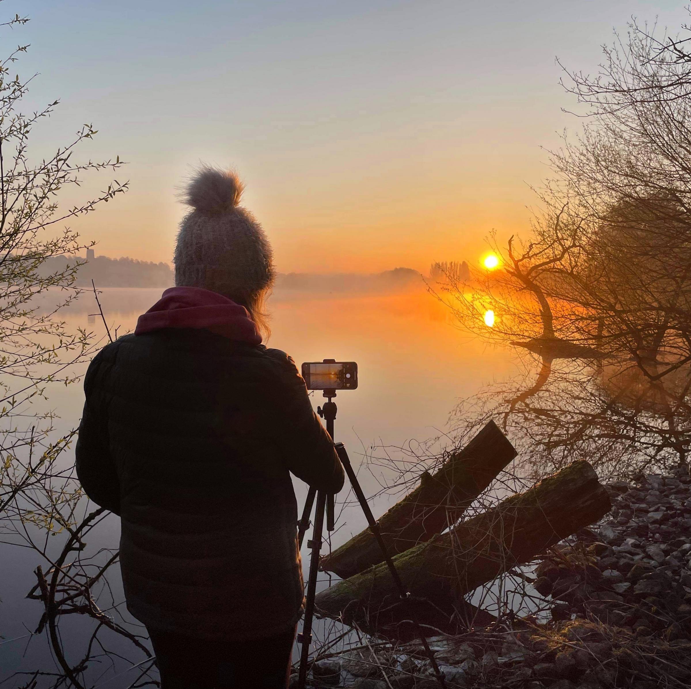 Alison setting up to take the perfect picture